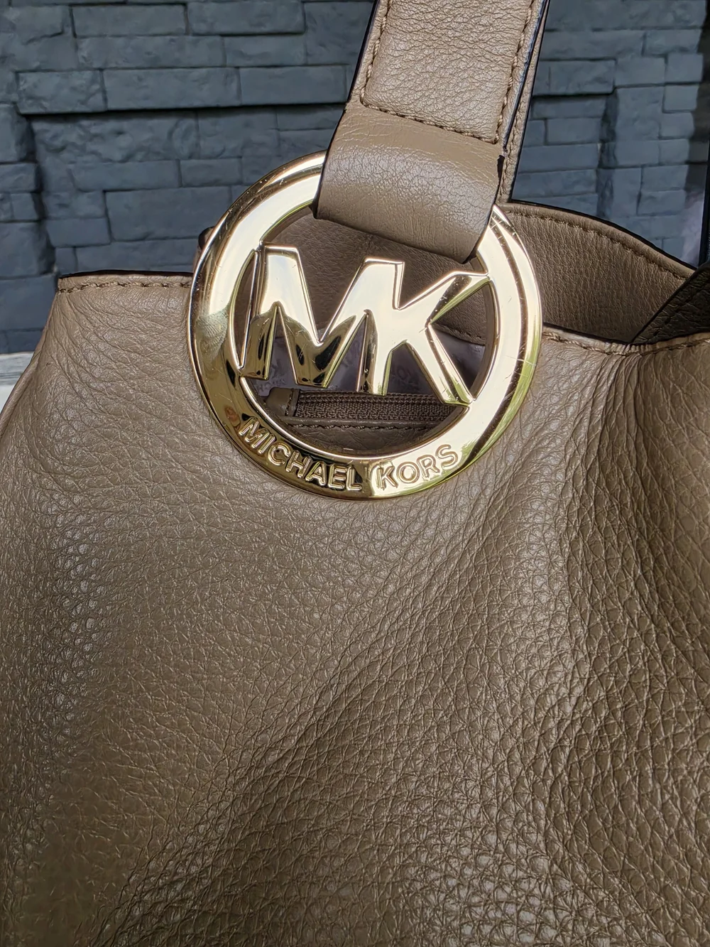 Michael Kors Tan Pebble Leather Hobo Handbag